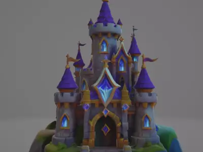 mystical castle 5 50k polys Low-poly 3D model