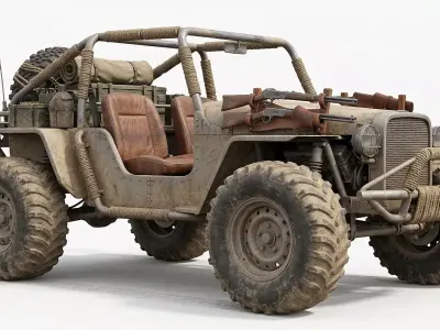Tactical Green Sand Buggy 3D Model Low-poly 3D model