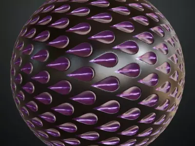 Purple Teardrop Studded Metal Plate PBR Seamless Texture