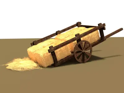 Hay Cart Free low-poly 3D model