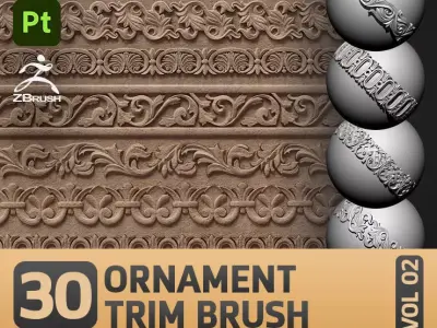 30 Ornament Trim Brush Ornament Library VOL 02 Low-poly 3D model