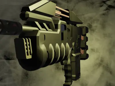 Heavy Sci-Fi Blaster Low-poly 3D model