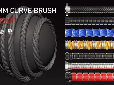 21 IMM brush tube-pipe -rope 3D model
