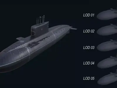 Asset - Army - Submarine - Kilo Class Low-poly 3D model