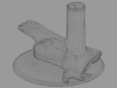 Candle and wooden holder 3D model