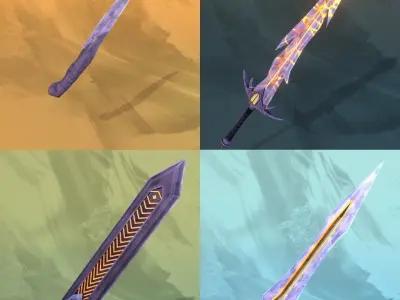 Stylized Swords and Knives Pack Low-poly 3D model