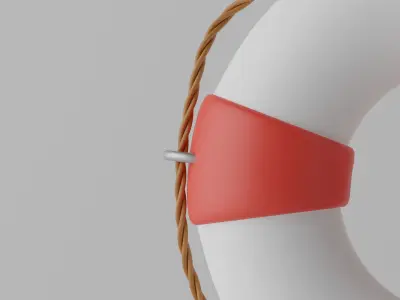 Lifebuoy life preserver on pole 3D model