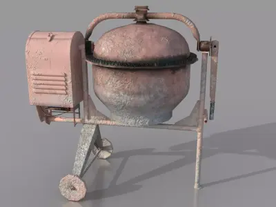Worn Concrete Mixer low poly Low-poly 3D model