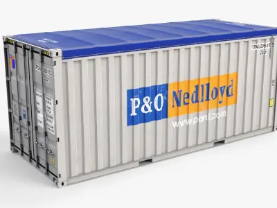 20ft PO Lloid Open Top shipping Container 3D model