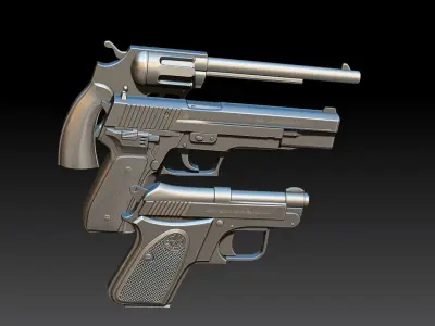 3 GUNS three plastic 3D model