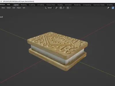 Cream Biscuit Low-poly 3D model