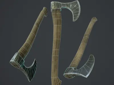 ax with ornament Low-poly 3D model