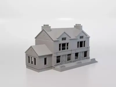 Model Railway - HO Scale - Brick Roadside Pub - 4 Variations 3D print model