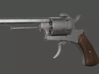 Revolver - textured - clean topology Free 3D model