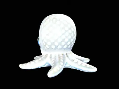 Cute white little octopus 3D model