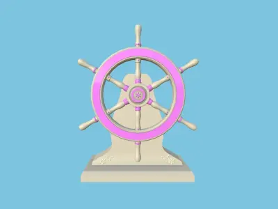 Pirate Ship Wheel 06 - Pink Girl - Helm Interior Parts Low-poly 3D model
