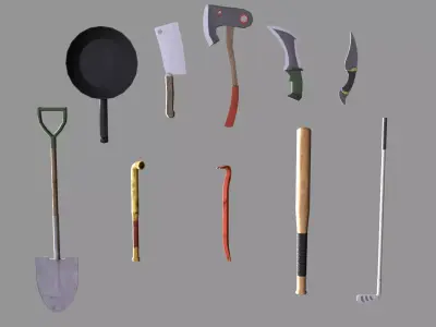 Low Poly Melee Weapons Pack  Low-poly 3D model