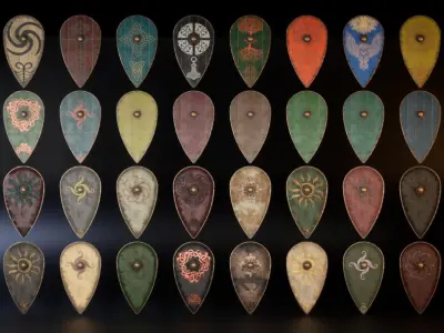 Slavic shields 240 pieces 3D Model Pack