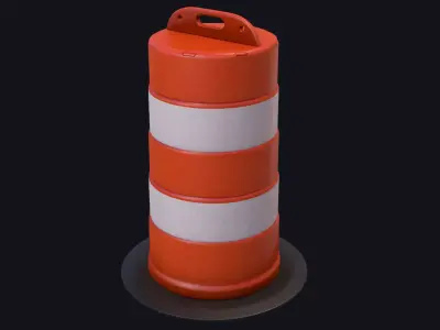 Traffic Drum Game Ready PBR Low-poly 3D model
