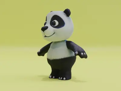 Panda Character Cute Plush Toy Low-poly 3D model