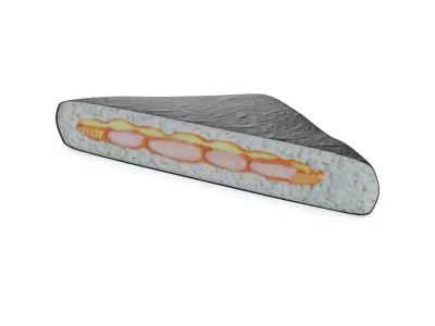 Sushi Tiger shrimp masago caviar avocado cucumber curry sauce Low-poly 3D model