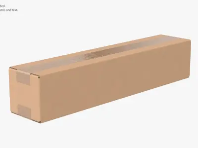 Cardboard Box 50x10x10 Closed 3D model