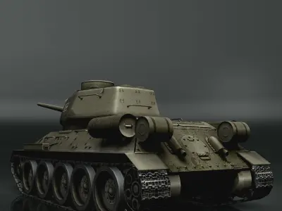 T34-85 tank Low-poly 3D model