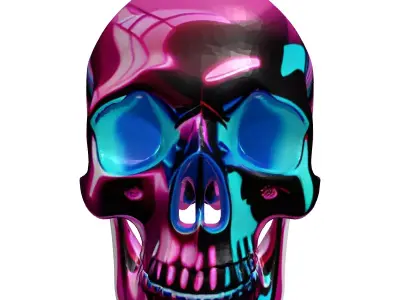 Neon Skull Sign Tube 3D model