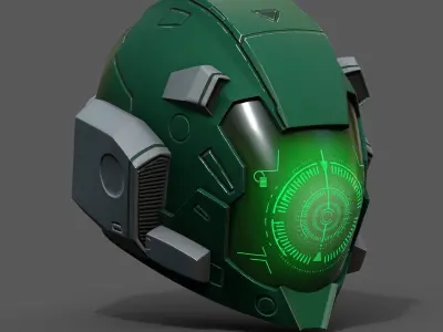 Helmet combat military Scifi fantasy space robot cyborg armor  Low-poly 3D model