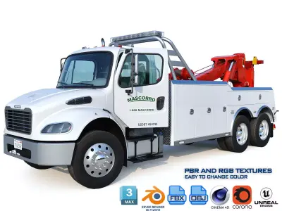 Freightliner M2 106 Wrecker Tow Truck 25 Ton Low-poly 3D model