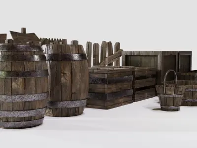 Wood Asset Pack Low-poly 3D model