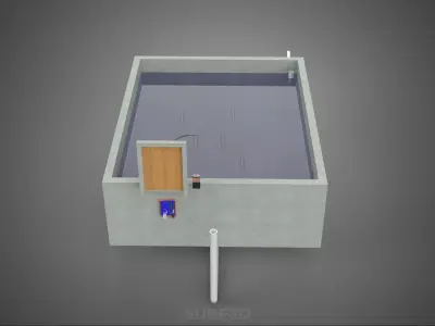 IOT SMART FISH POND AQUACULTURE MONITOR WATER LEVEL CIRCULATION 3D model