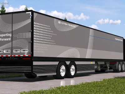 Hydrogen Concept Semi Truck Hyundai HDC-6 with Trailer 3D model