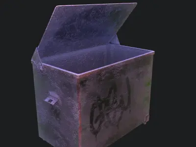 Snow Dirty Trash Container - Pbr Game Ready Low-poly 3D model