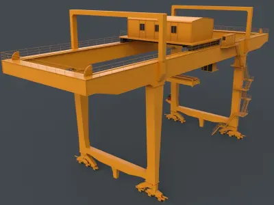 PBR Rail Mounted Gantry Crane RMG V1 - Yellow Dark Low-poly 3D model