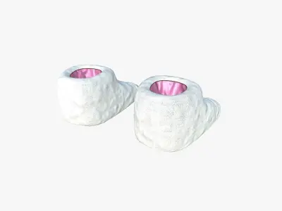 Slippers G09 White Pink Dino Paw - Costume Character Design Low-poly 3D model