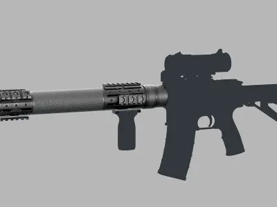 Hogue Extended AR-15 Handguard Low-poly 3D model