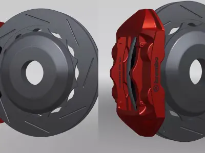Brembo Front and Rear Brake Caliper Disc Set 3D Data 3D model