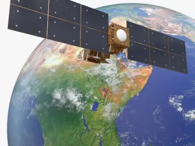Space Satellite with Planet Earth 3D model
