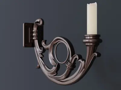 Classic wall candle lamp Free low-poly 3D model