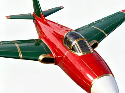 Festive Elite Fighter Jet 3D Model - Custom Red and Green Livery Low-poly 3D model