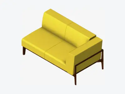 Furniture - Sofa - Contemporary - Oak - Sofa - Left Low-poly 3D model