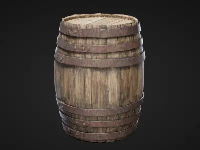 Old  Wooden Barrel Low-poly 3D model