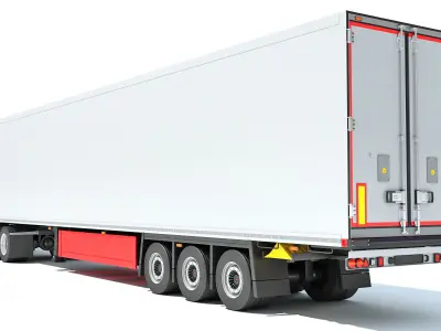 Truck with Reefer Refrigerator Trailer 3D model 3