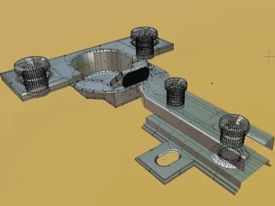 LOW POLY HINGE metal bracket Low-poly 3D model