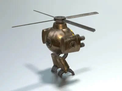 HeliCop robot helicopter Low-poly 3D model