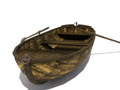 Wooden Life Boat Low-poly 3D model