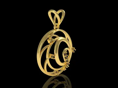 Alphabet Q Diamond Pendant 3D print model