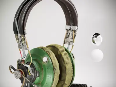USSR headphones AG-2 Low-poly 3D model