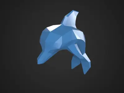 dolphin low poly and high poly Low-poly 3D model
